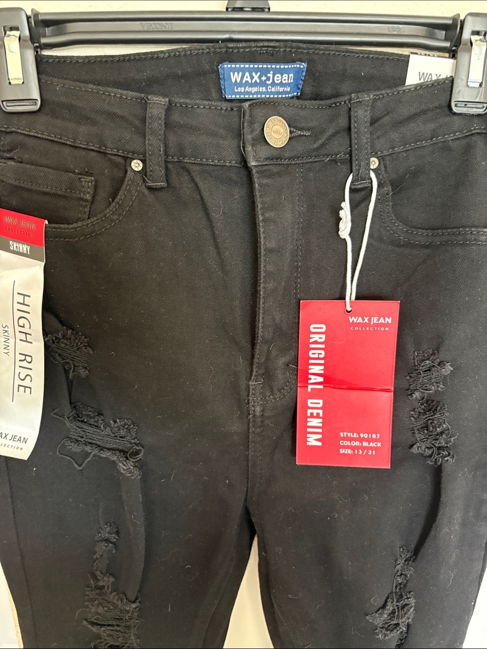 Wax Jean Black Distressed Skinny Jeans